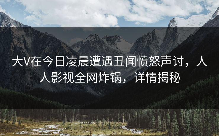 大V在今日凌晨遭遇丑闻愤怒声讨，人人影视全网炸锅，详情揭秘
