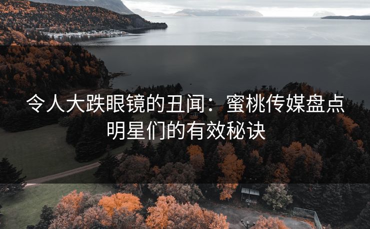 令人大跌眼镜的丑闻：蜜桃传媒盘点明星们的有效秘诀
