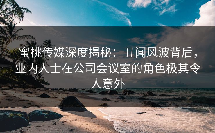 蜜桃传媒深度揭秘:丑闻风波背后,业内人士在公司会议室的角色极其令人意外 蜜桃传媒深度揭秘:丑闻风波背后,业内人士在公司会议室的角色极其令人意外