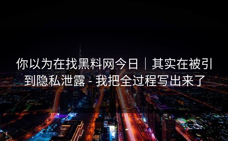 你以为在找黑料网今日｜其实在被引到隐私泄露 - 我把全过程写出来了