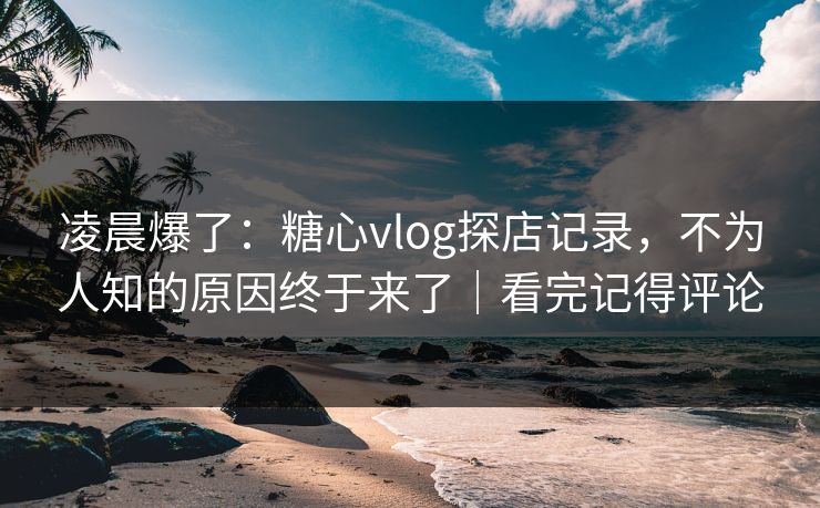 凌晨爆了：糖心vlog探店记录，不为人知的原因终于来了｜看完记得评论