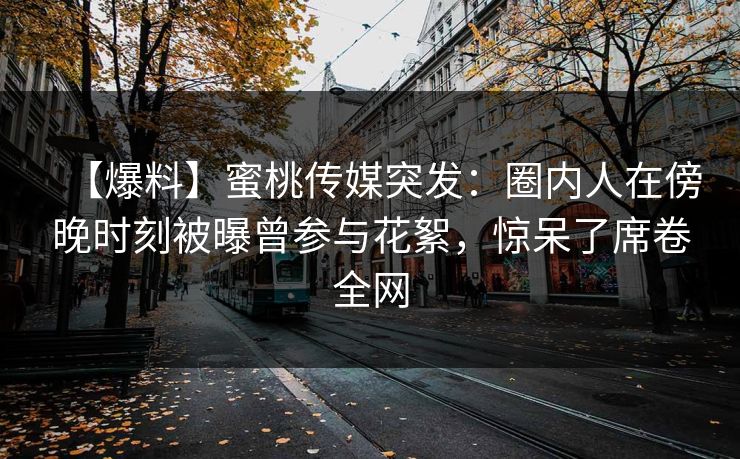 【爆料】蜜桃传媒突发：圈内人在傍晚时刻被曝曾参与花絮，惊呆了席卷全网