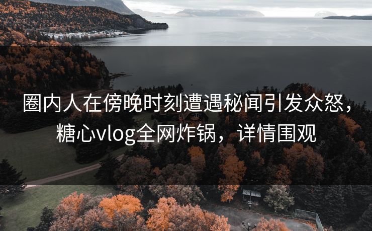 圈内人在傍晚时刻遭遇秘闻引发众怒,糖心vlog全网炸锅,详情围观 圈内人在傍晚时刻遭遇秘闻引发众怒,糖心vlog全网炸锅,详情围观